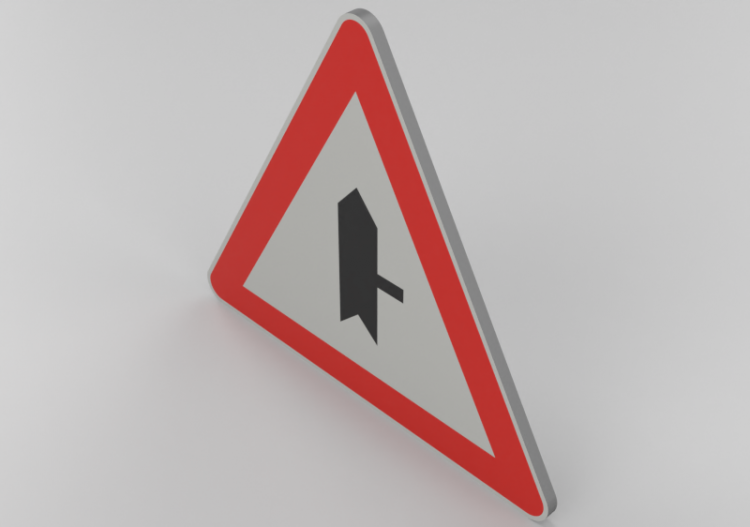 Sinalização 3D - Cruzamento com via com prioridade à...