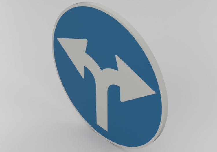 3D Verkehrszeichen - Vorgeschriebene Fahrtrichtung links...