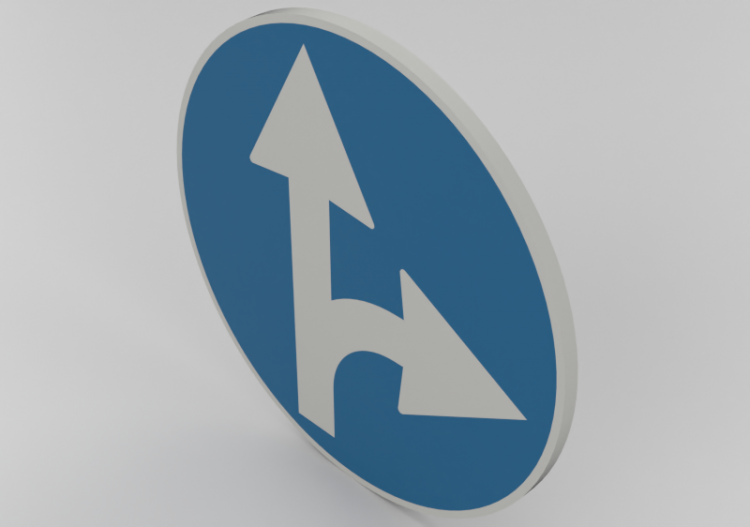 3D Verkehrszeichen - Vorgeschriebene Fahrtrichtung...