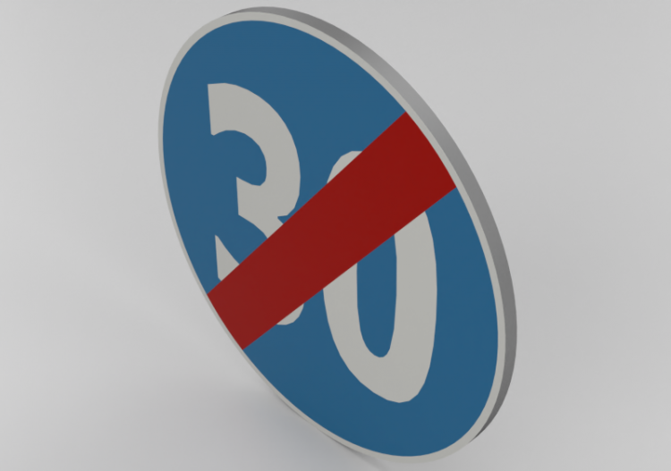3D Signage - End of minimum speed limit - ACCA software