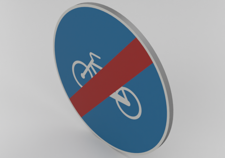 3D Signage - End of cyclist pathway - ACCA software