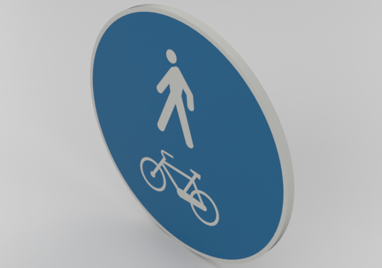 Signalisations 3D - Chemin unique pour piétons et cycles -...
