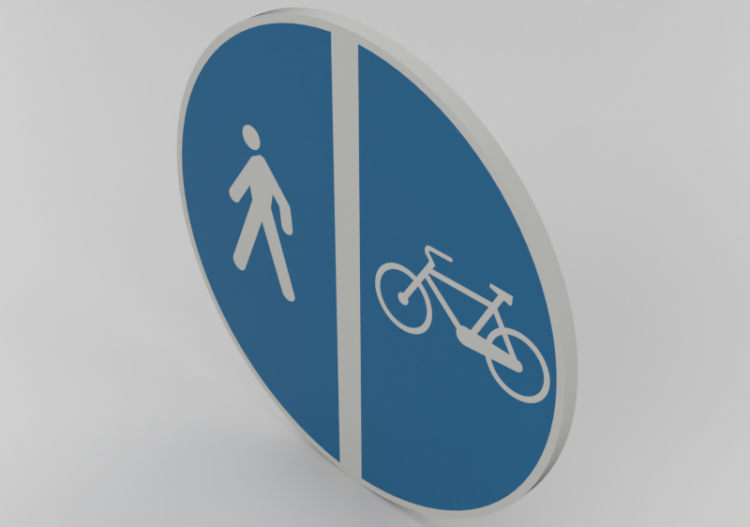 Sinalização 3D - Caminho de bicicleta ao lado do meio-fio -...