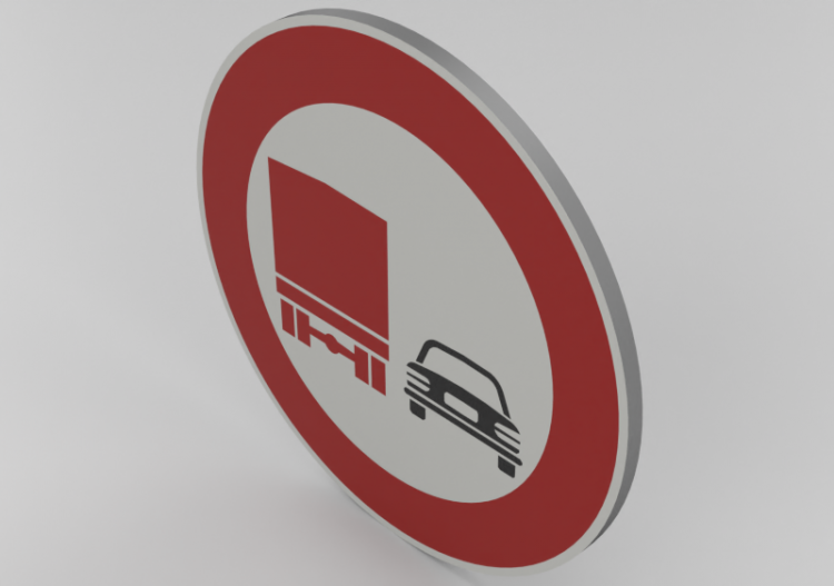 Señalización 3D - Adelantamiento prohibido para camiones -...