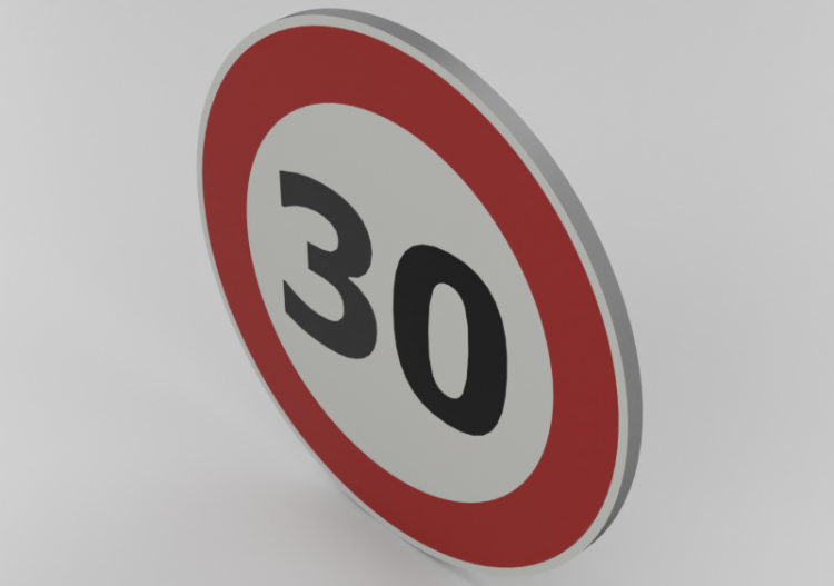 Signalisations 3D - Limite maximal de vitesse 30 km/h -...