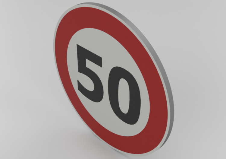 3D Signage - Speed limit 50 - ACCA software