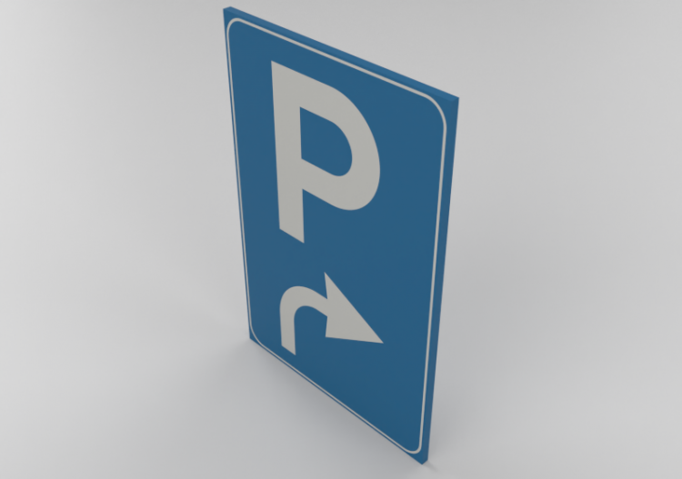 3D Signage - Sign indicating available parking areas to the...