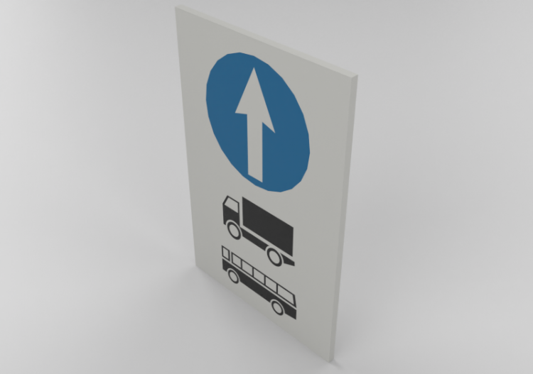 Sinalização 3D - Sentido obrigatório para automóveis de...