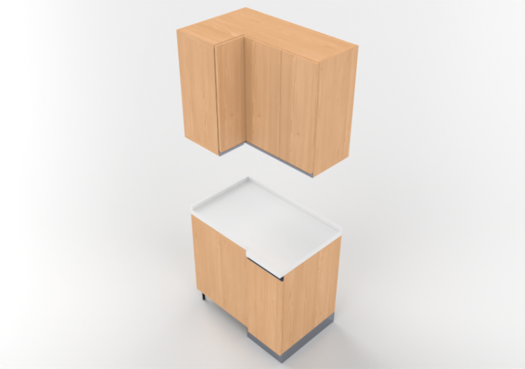 Cocinas 3D - Módulo despensa angular 64x90x216cm - ACCA...