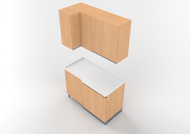 Cocinas 3D - Módulo despensa angular 64x124x216cm - ACCA...