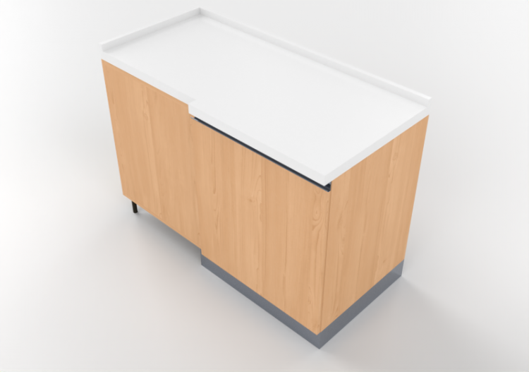 3D Küchen - Block Ecke Speisekammer-Schrank Größe 64x124cm...