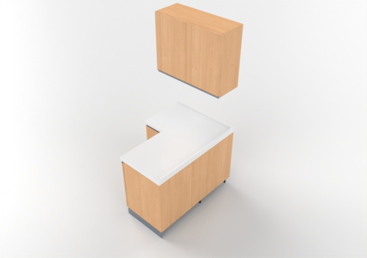 Cuisine 3D - Bloc garde-manger angulaire 90x124x216cm -...