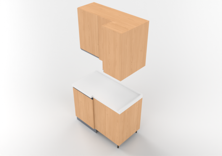 Cuisine 3D - Bloc garde-manger angulaire 109x64x216cm -...