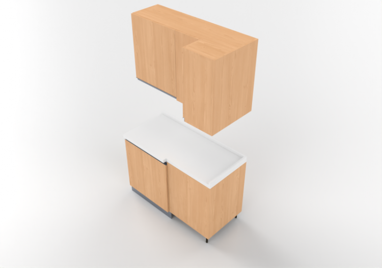 Cocinas 3D - Módulo despensa angular 124x64x216cm - ACCA...