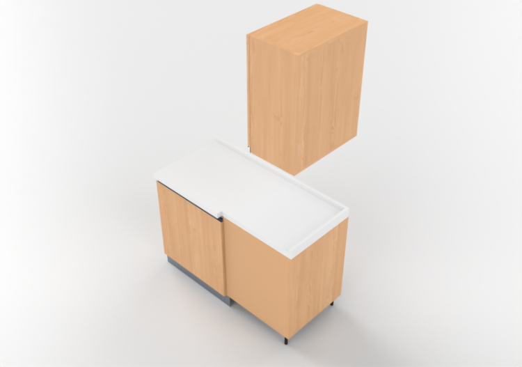 3D Kitchens - Angular pantry block 124x64x216cm - ACCA...