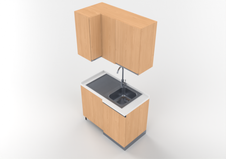 3D Kitchens - Angular sink block 64x109x216cm - ACCA...