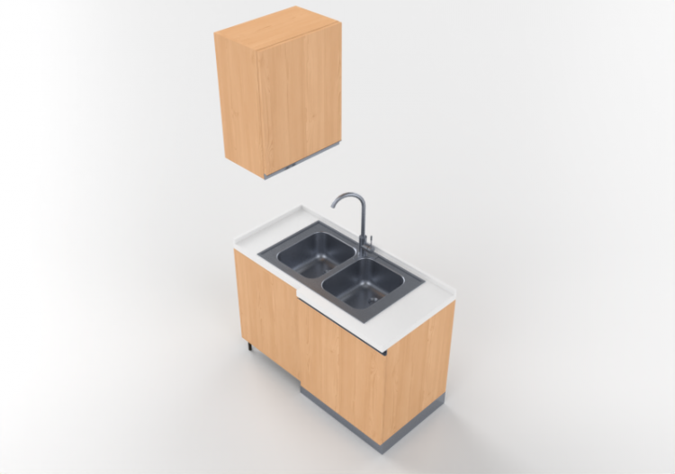 Cuisine 3D - Bloc avec évier angulaire 64x124x216cm - ACCA...
