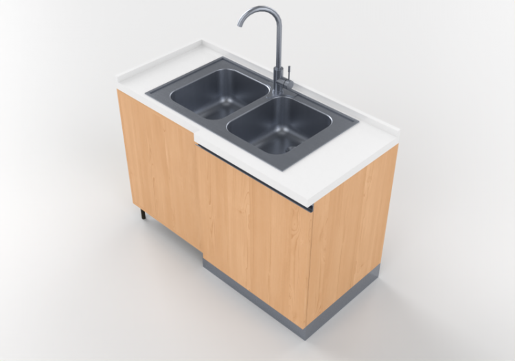 Cuisine 3D - Bloc avec évier angulaire 64x124cm - ACCA...