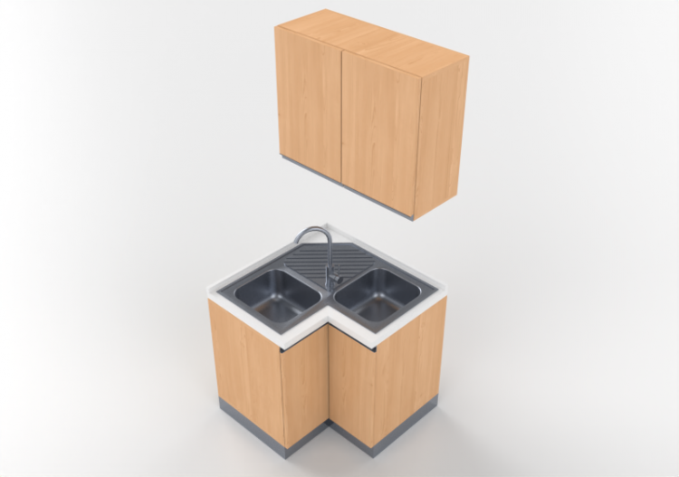 3D Kitchens - Angular sink block 90x90x216cm - ACCA...