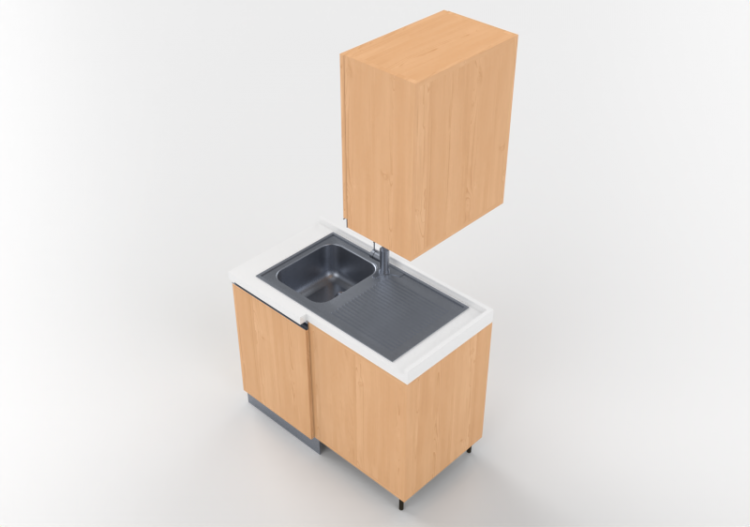Cuisine 3D - Bloc avec évier angulaire 109x64x216cm - ACCA...