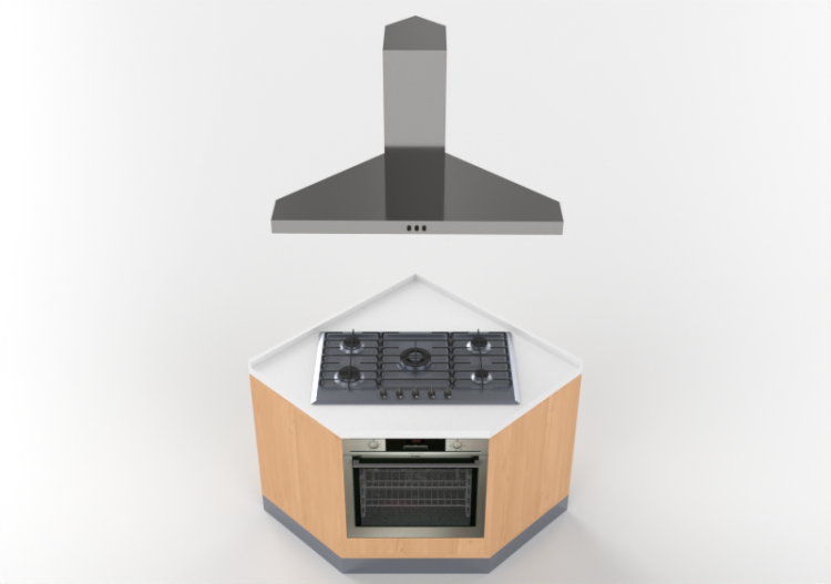 Cocinas 3D - Módulo con cocina y horno 100x100x216cm - ACCA...