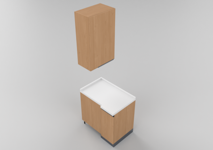 Cucine 3D - Blocco dispensa angolare 64x90x240cm - ACCA...