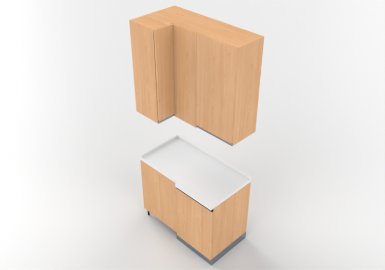 Cozinhas 3D - Bloco despensa angular 64x109x240cm - ACCA...