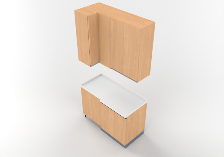 Cozinhas 3D - Bloco despensa angular 64x124x240cm - ACCA...