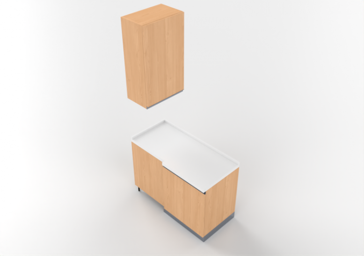 Cucine 3D - Blocco dispensa angolare 64x124x240cm - ACCA...