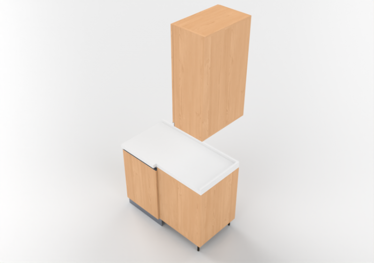 3D Kitchens - Angular pantry unit 109x64x240cm - ACCA...