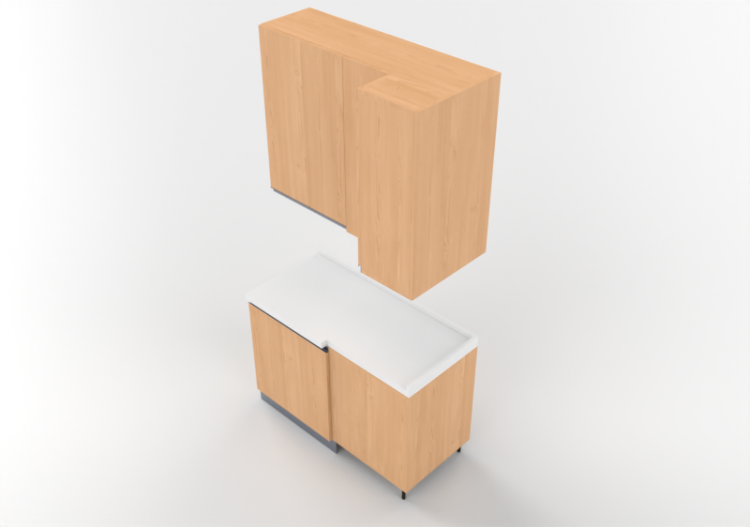 Cozinhas 3D - Bloco despensa angular 124x64x240cm - ACCA...