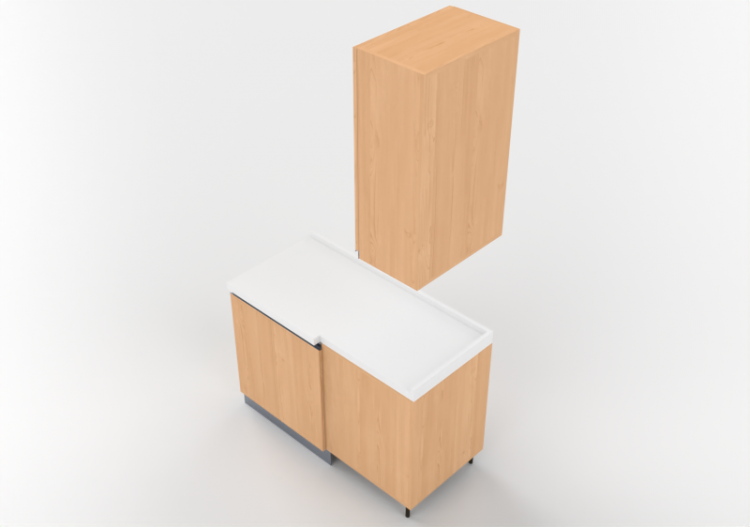 Cucine 3D - Blocco dispensa angolare 124x64x240cm - ACCA...