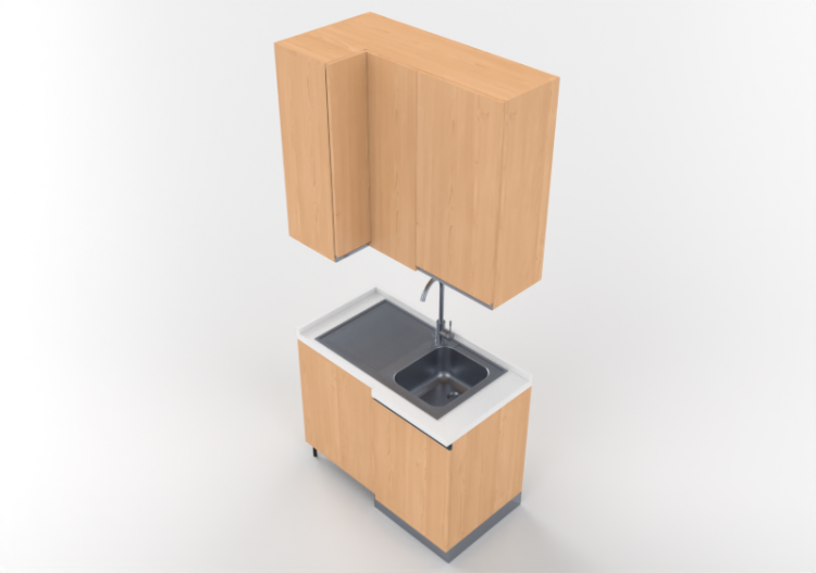 3D Küchen - Unit with corner sink 64x109x240cm - ACCA...