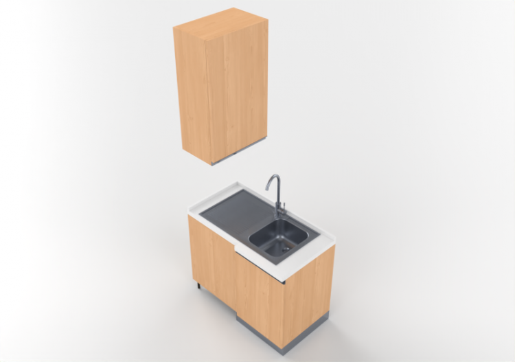 Cocinas 3D - Unit with corner sink 64x109x240cm - ACCA...
