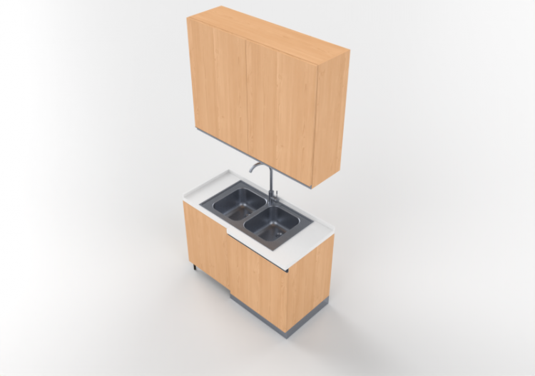 Cocinas 3D - Unit with corner sink 64x124x240cm - ACCA...