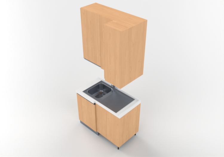 3D Kitchens - Unit with corner sink 109x64x240cm - ACCA...