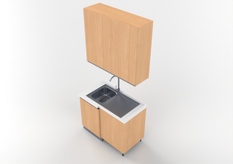 Cocinas 3D - Unit with corner sink 109x64x240cm - ACCA...