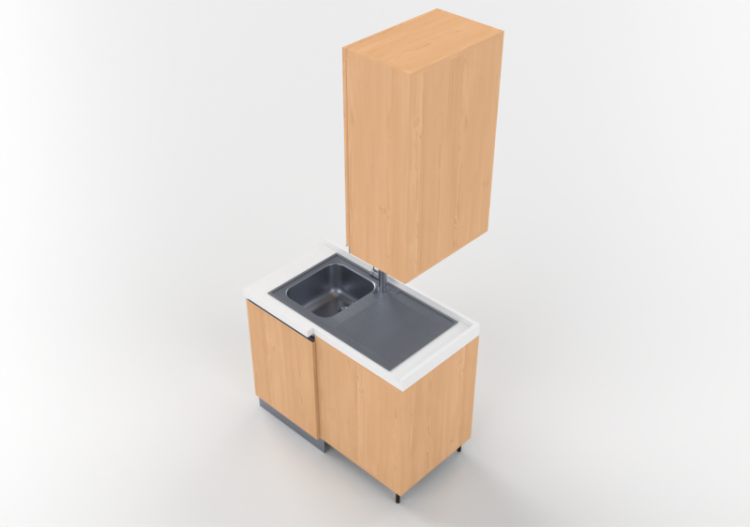 Cocinas 3D - Unit with corner sink 109x64x240cm - ACCA...