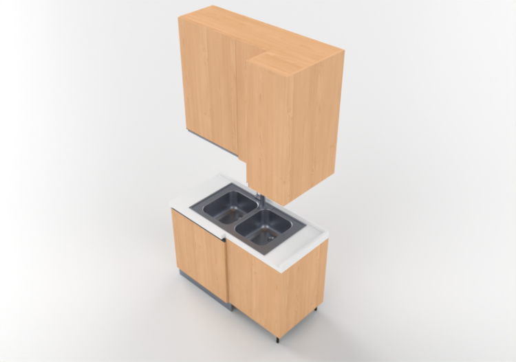 3D Küchen - Unit with corner sink 124x64x240cm - ACCA...