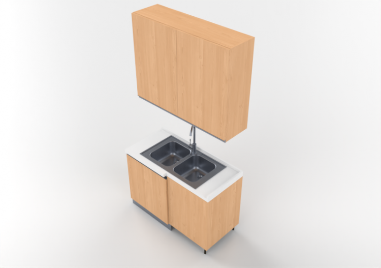 3D Kitchens - Unit with corner sink 124x64x240cm - ACCA...