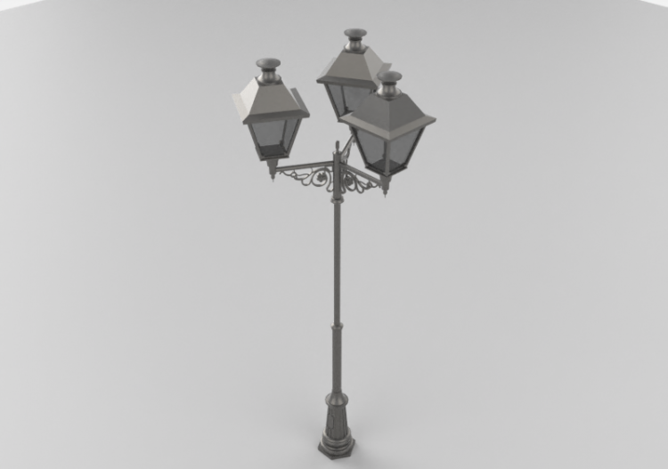 Réverbères routiers 3D - Réverbère avec trois lampes -...