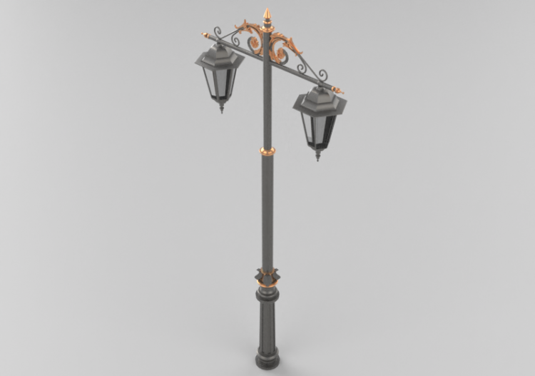 Réverbères routiers 3D - Réverbère avec deux lampes -...