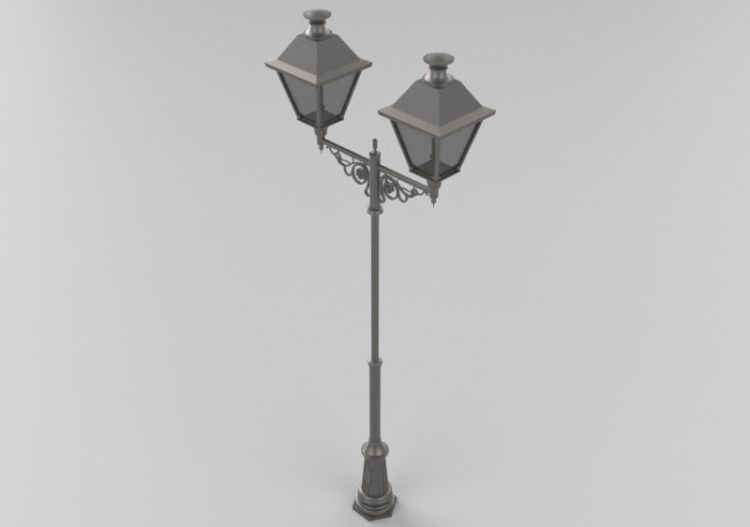 Réverbères routiers 3D - Réverbère avec deux lampes -...