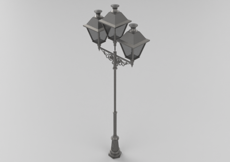 Réverbères routiers 3D - Réverbère avec trois lampes -...