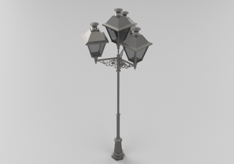 3D Street Lights - Lamppost with four lights - Hobbyka -...