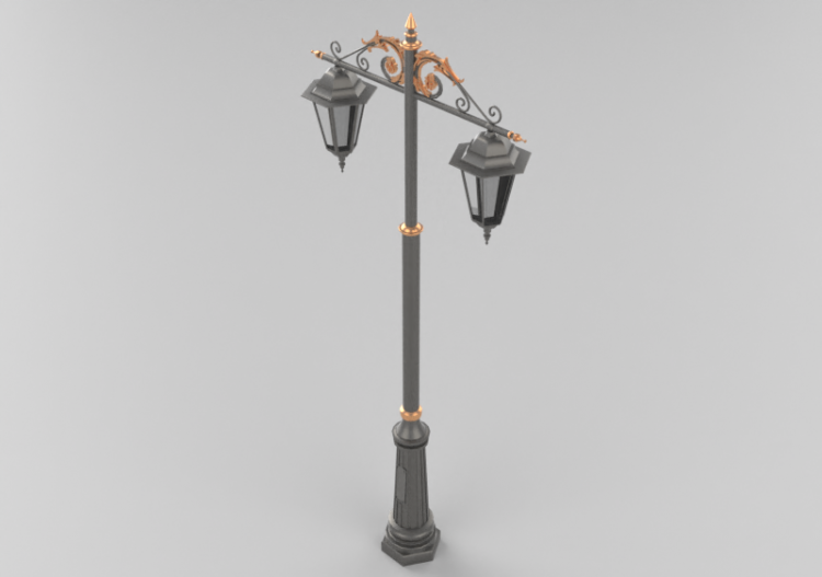 Réverbères routiers 3D - Réverbère avec deux lampes -...