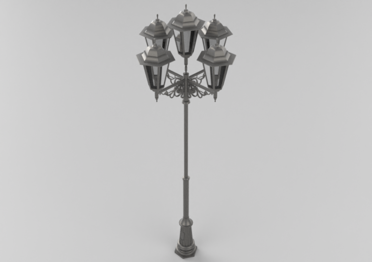 Réverbères routiers 3D - Réverbère avec cinq lampes -...