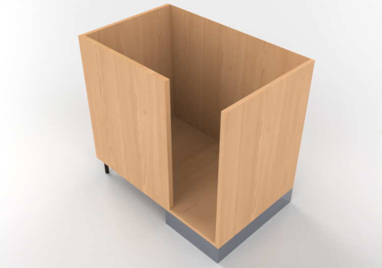 3D Unterschränke - Rechter Eck-Küchenunterschrank 90x82cm -...
