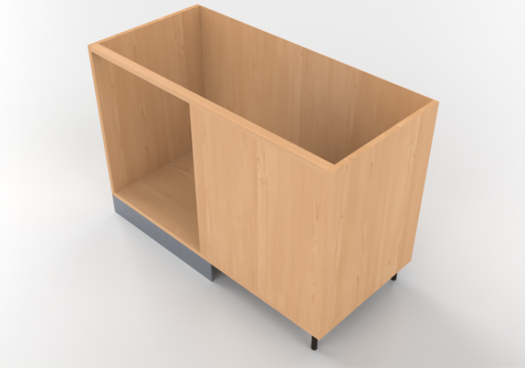 3D Unterschränke - Linker Eck-Küchenunterschrank 120x82cm -...