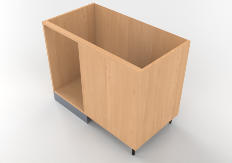 3D Unterschränke - Linker Eck-Küchenunterschrank 100x82cm -...